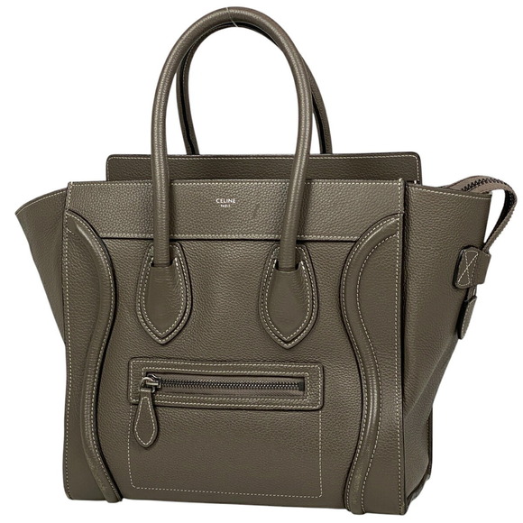 Celine Handbags - Celine Luggage Shopper Tote Bag Handbag Leather Greige Gray